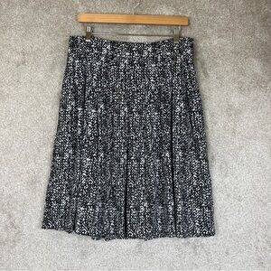 Talbots Skirt Womens 10 Black White Pleated Lined Polka Dot Print Career- 3677